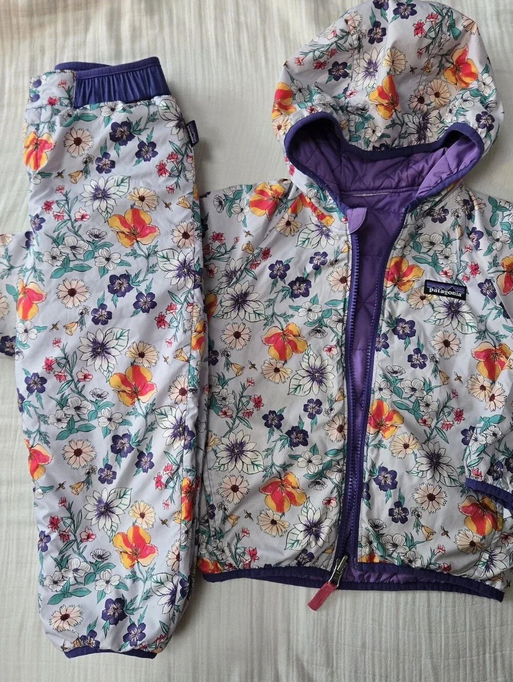Patagonia Reversible Jacket & Snowpants 4T Floral Purple